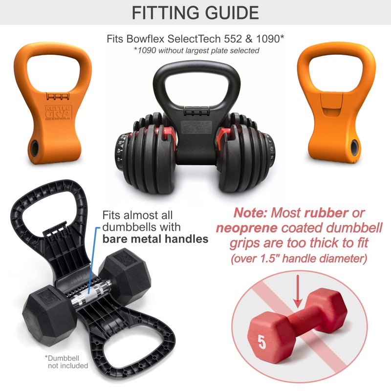 KETTLE GRYP - الأصلي - كما رأينا في SHARK TANK! يحول الدمبل الخاص بك إلى Kettlebell - صنع في الولايات المتحدة الأمريكية - مقبض الدمبل - Image 3